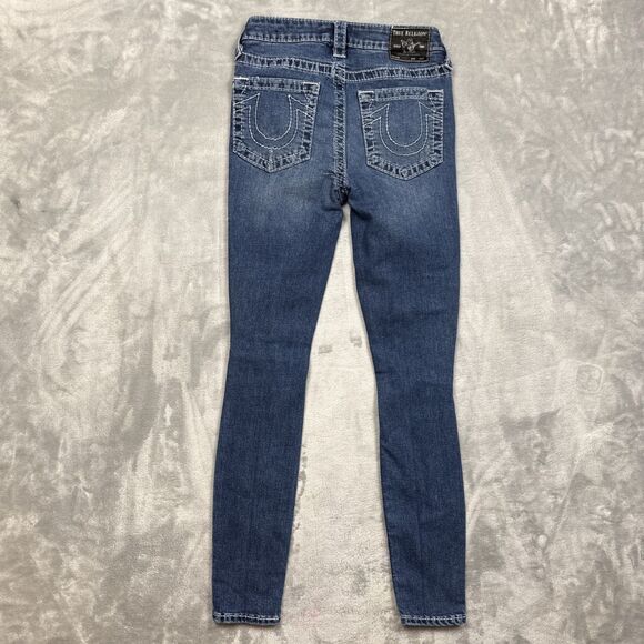 True Religion Halle Jeans Women 26 Mid Rise Super Skinny Medium Wash Distressed - Picture 9 of 9